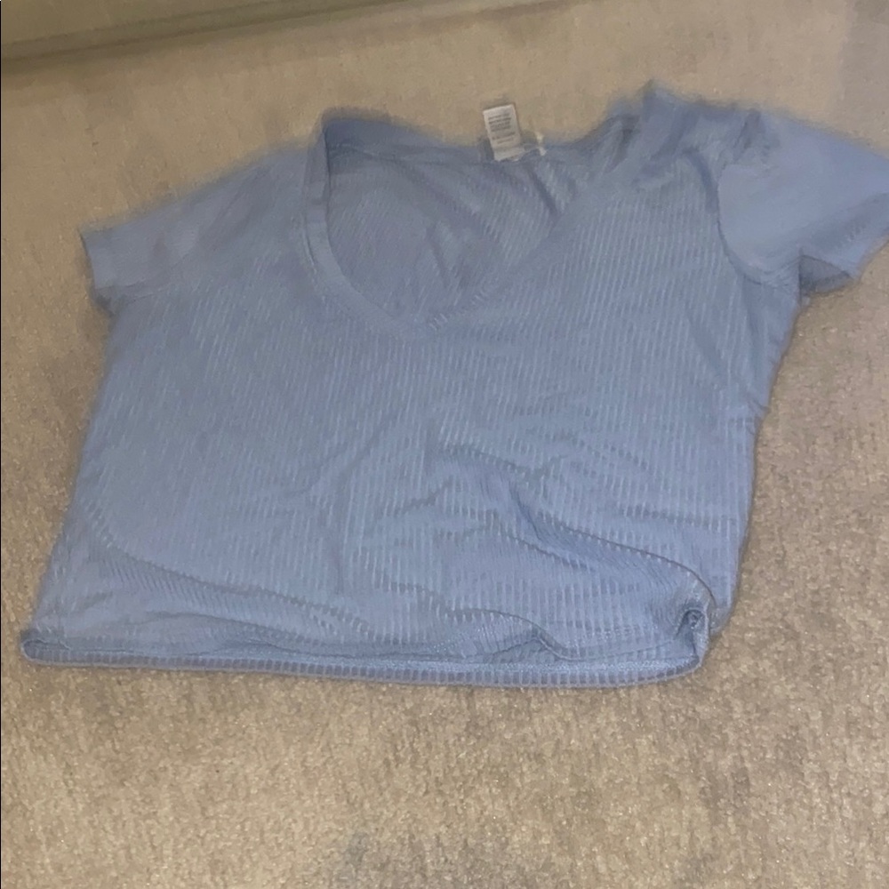 BOZZOLO light blue V-neck cropped top, size US L